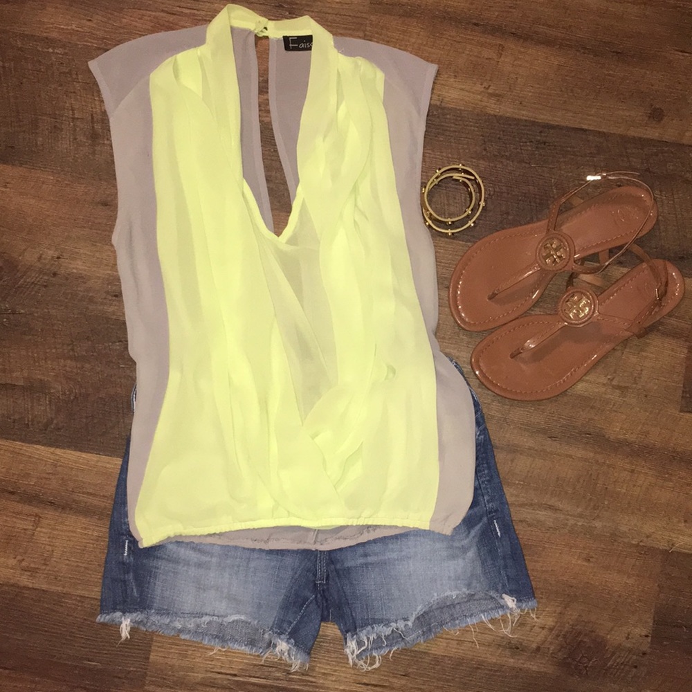 Neon green & gray shirt